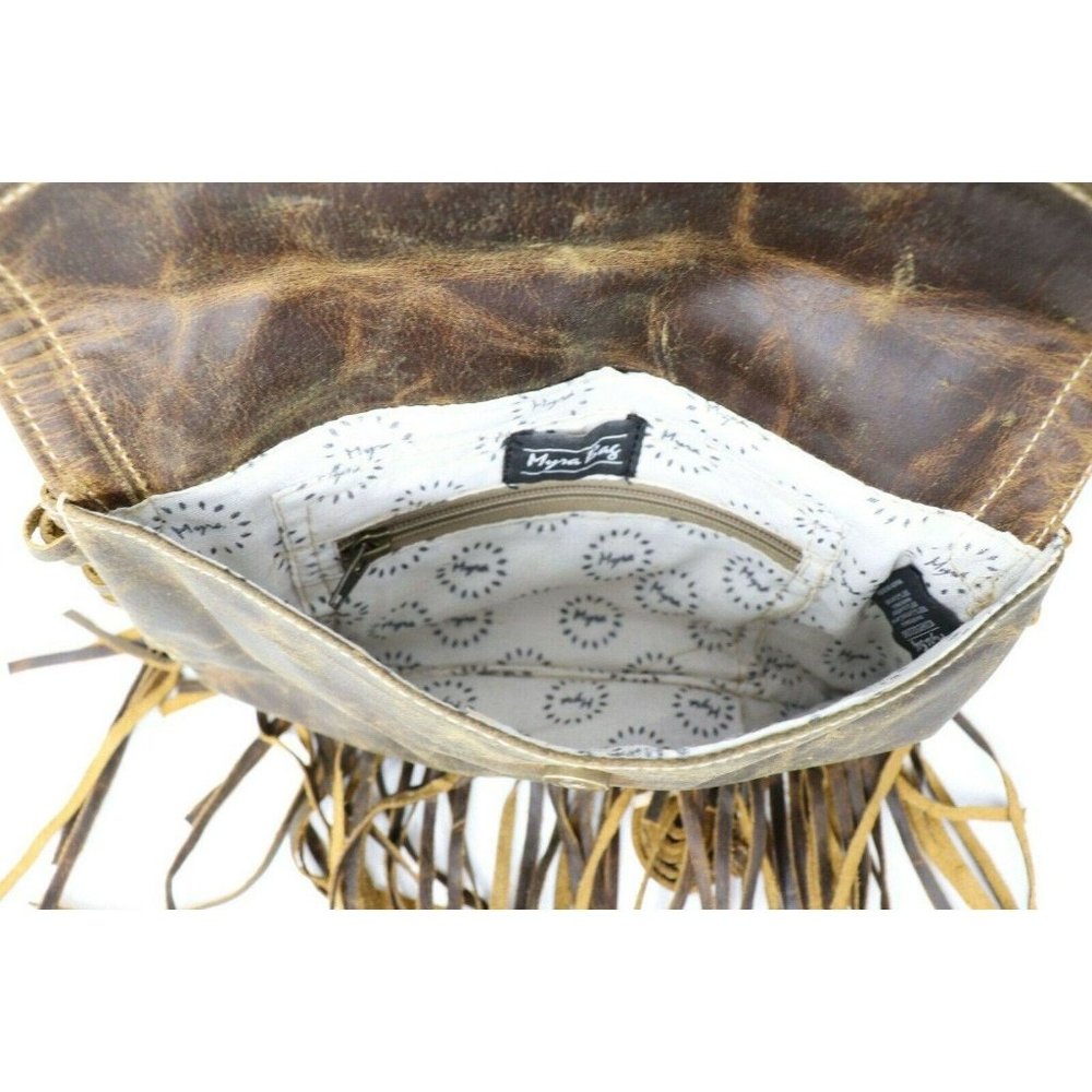 Myra Bag Fringe Distressed Leather Crossbody Bag - Picture 6 of 6